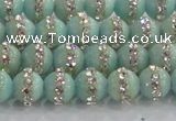 CCN4610 15.5 inches 6mm round candy jade with rhinestone beads