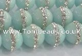 CCN4612 15.5 inches 10mm round candy jade with rhinestone beads