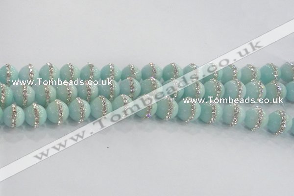 CCN4612 15.5 inches 10mm round candy jade with rhinestone beads
