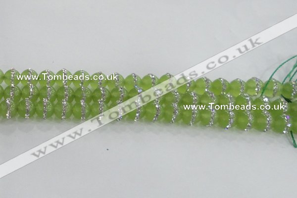 CCN4620 15.5 inches 6mm round candy jade with rhinestone beads