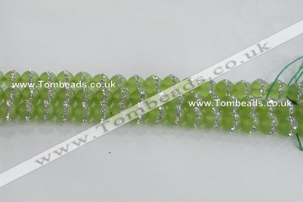 CCN4621 15.5 inches 8mm round candy jade with rhinestone beads