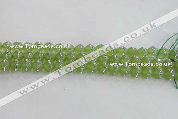 CCN4623 15.5 inches 12mm round candy jade with rhinestone beads