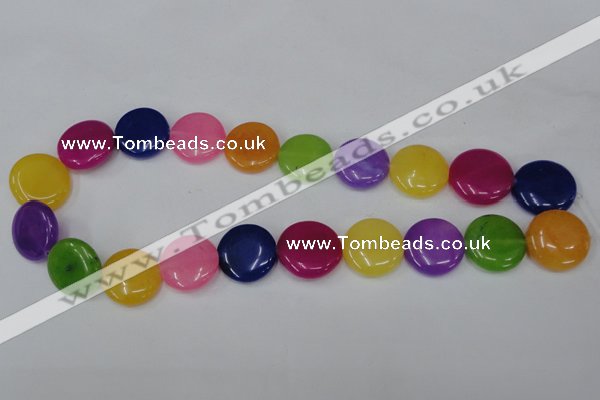 CCN504 15.5 inches 20mm flat round candy jade beads wholesale