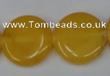 CCN505 15.5 inches 25mm flat round candy jade beads wholesale