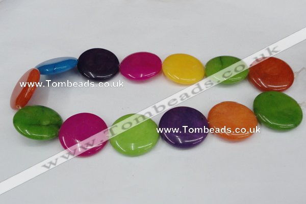 CCN510 15.5 inches 30mm flat round candy jade beads wholesale