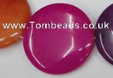 CCN512 15.5 inches 40mm flat round candy jade beads wholesale
