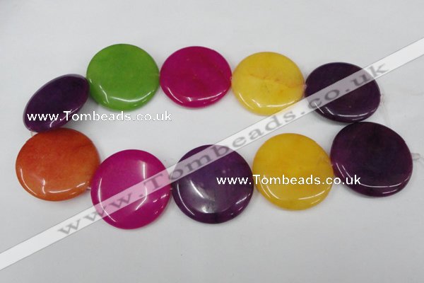 CCN512 15.5 inches 40mm flat round candy jade beads wholesale