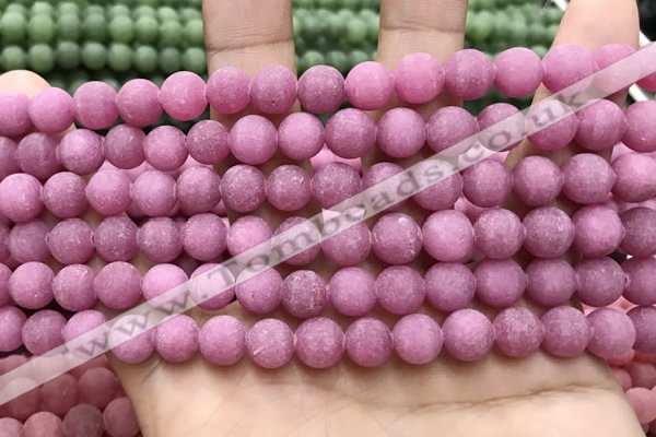 CCN5593 15 inches 8mm round matte candy jade beads Wholesale