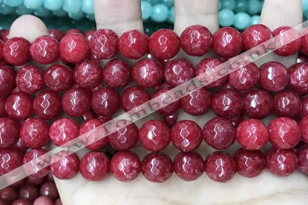 CCN5810 15 inches 10mm faceted round candy jade beads