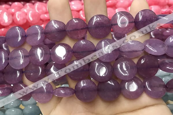 CCN5873 15 inches 15mm flat round candy jade beads Wholesale