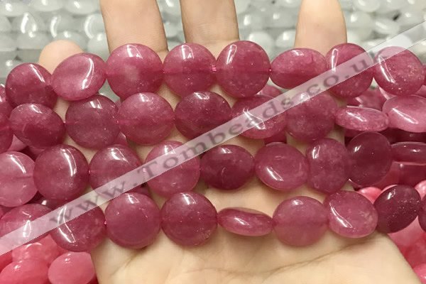 CCN5882 15 inches 15mm flat round candy jade beads Wholesale