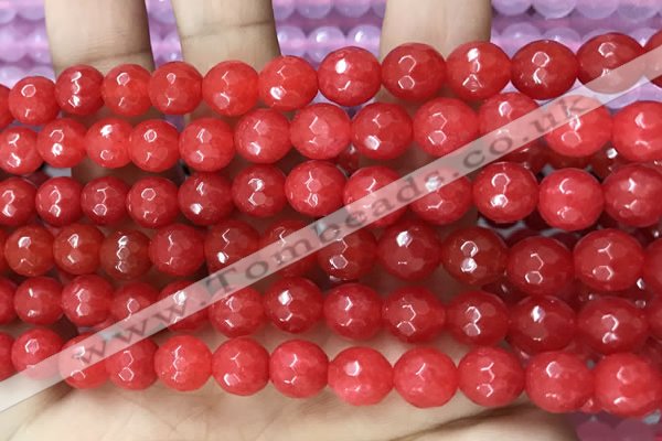 CCN6304 15.5 inches 8mm faceted round candy jade beads Wholesale