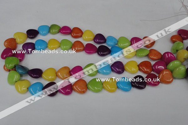 CCN727 15.5 inches 15*15mm heart candy jade beads wholesale