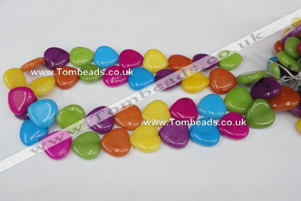 CCN728 15.5 inches 20*20mm heart candy jade beads wholesale