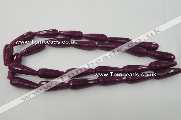 CCN985 15.5 inches 10*30mm faceted teardrop candy jade beads