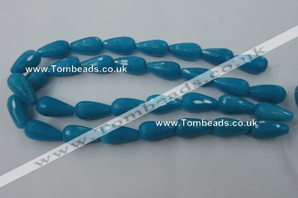 CCN994 15.5 inches 13*25mm faceted teardrop candy jade beads