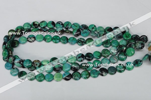 CCO150 15.5 inches 12mm flat round dyed natural chrysotine beads