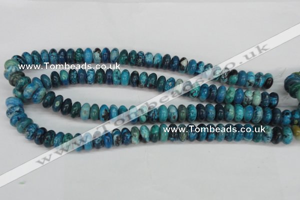 CCO172 15.5 inches 6*12mm rondelle dyed natural chrysotine beads