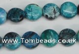 CCO175 15.5 inches 12mm flat round dyed natural chrysotine beads