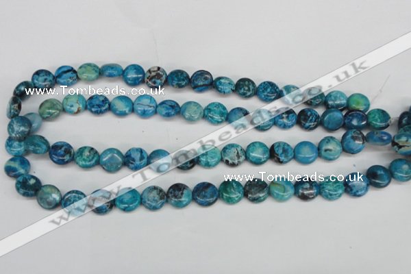 CCO175 15.5 inches 12mm flat round dyed natural chrysotine beads