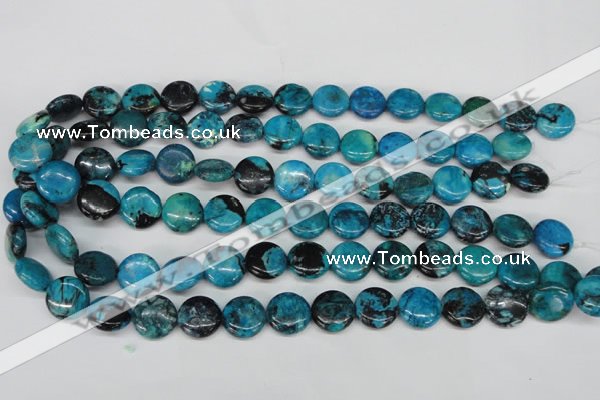 CCO176 15.5 inches 14mm flat round dyed natural chrysotine beads