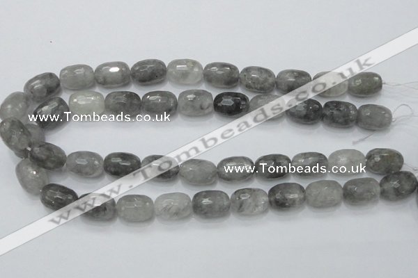 CCQ101 15.5 inches faceted egg-shaped 13*17mm cloudy quartz beads