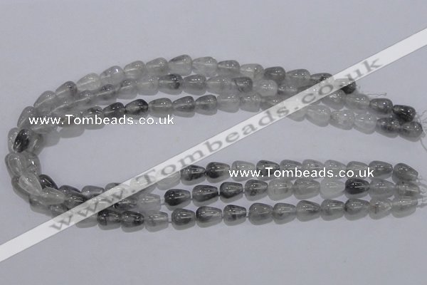 CCQ103 15.5 inches 8*12mm teardrop cloudy quartz beads wholesale