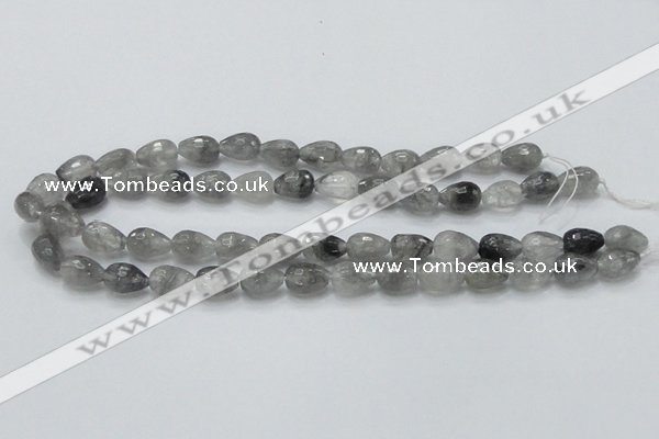 CCQ108 15.5 inches 10*14mm faceted teardrop cloudy quartz beads