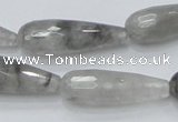 CCQ109 15.5 inches 10*30mm faceted teardrop cloudy quartz beads