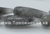 CCQ110 15.5 inches 12*40mm faceted teardrop cloudy quartz beads