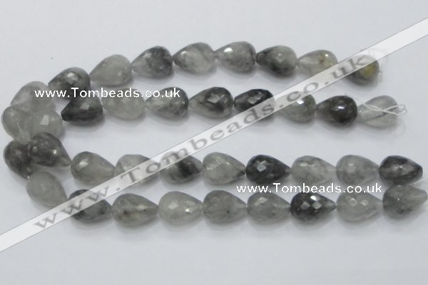 CCQ111 15.5 inches 15*22mm faceted teardrop cloudy quartz beads