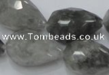 CCQ112 15.5 inches 20*30mm faceted teardrop cloudy quartz beads