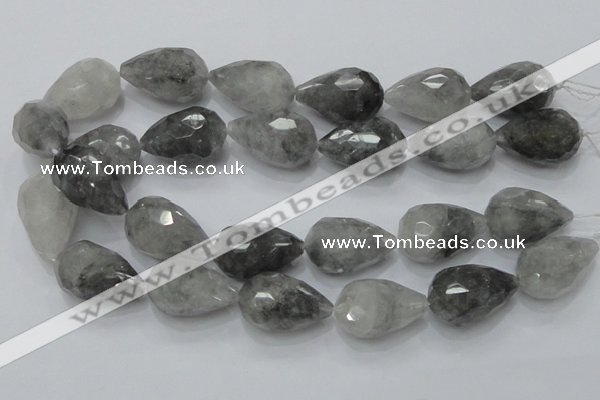 CCQ112 15.5 inches 20*30mm faceted teardrop cloudy quartz beads