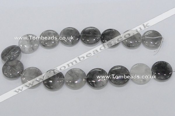 CCQ121 15.5 inches 25mm coin cloudy quartz beads wholesale