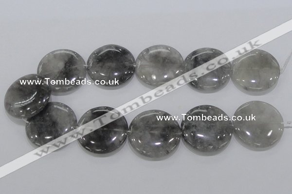 CCQ122 15.5 inches 35mm coin cloudy quartz beads wholesale