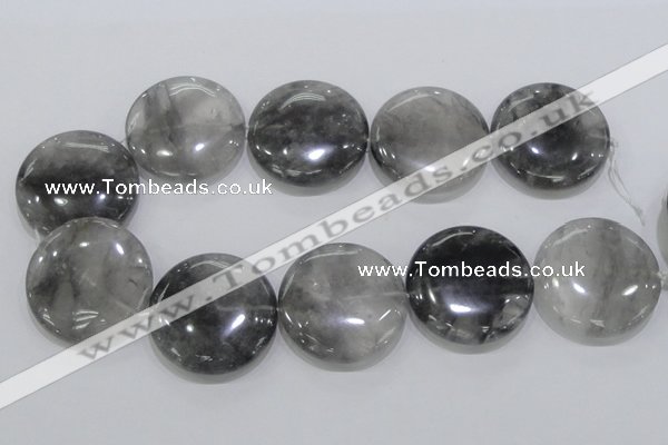 CCQ123 15.5 inches 40mm coin cloudy quartz beads wholesale