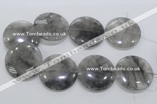 CCQ124 15.5 inches 50mm coin cloudy quartz beads wholesale