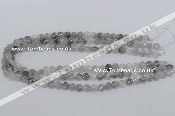 CCQ125 15.5 inches 8mm twisted coin cloudy quartz beads wholesale