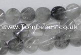 CCQ126 15.5 inches 10mm twisted coin cloudy quartz beads wholesale