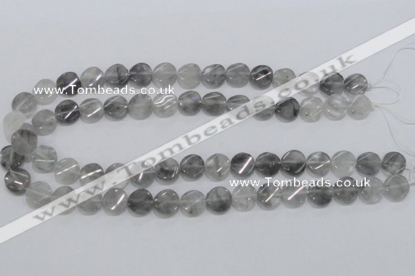 CCQ127 15.5 inches 12mm twisted coin cloudy quartz beads wholesale