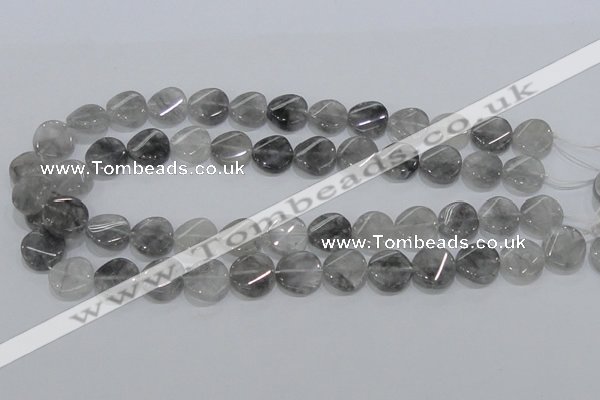CCQ128 15.5 inches 15mm twisted coin cloudy quartz beads wholesale