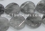 CCQ129 15.5 inches 20mm twisted coin cloudy quartz beads wholesale