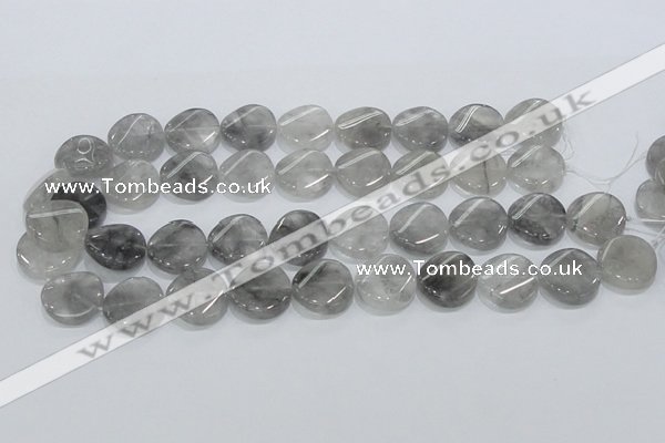 CCQ129 15.5 inches 20mm twisted coin cloudy quartz beads wholesale