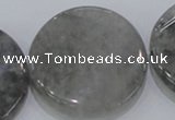 CCQ132 15.5 inches 40mm twisted coin cloudy quartz beads wholesale