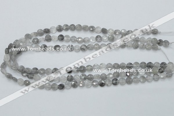 CCQ133 15.5 inches 8mm faceted coin cloudy quartz beads wholesale