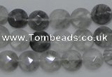 CCQ134 15.5 inches 10mm faceted coin cloudy quartz beads wholesale