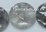 CCQ140 15.5 inches 35mm faceted coin cloudy quartz beads wholesale