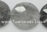 CCQ141 15.5 inches 40mm faceted coin cloudy quartz beads wholesale