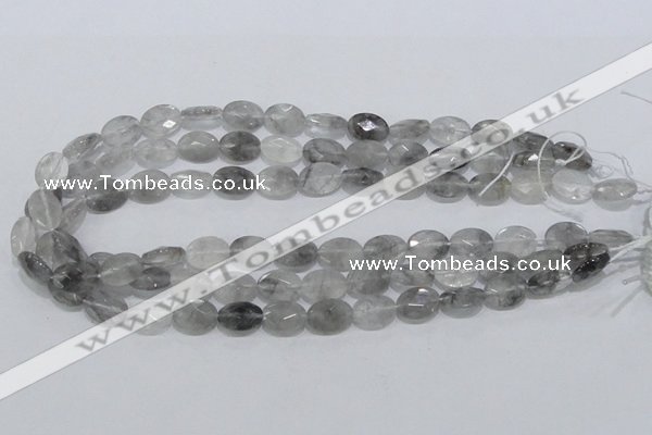 CCQ153 15.5 inches 10*14mm faceted oval cloudy quartz beads wholesale