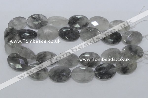 CCQ157 15.5 inches 24*30mm faceted oval cloudy quartz beads wholesale